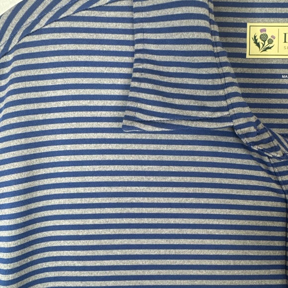 Donald Ross Sport Polo M Gray Blue Stripe Long Sleeve Golf Performance - Picture 4 of 9